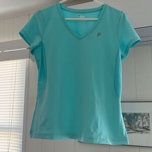 Size L FILA SPORT short sleeve V-neck Aqua sport top